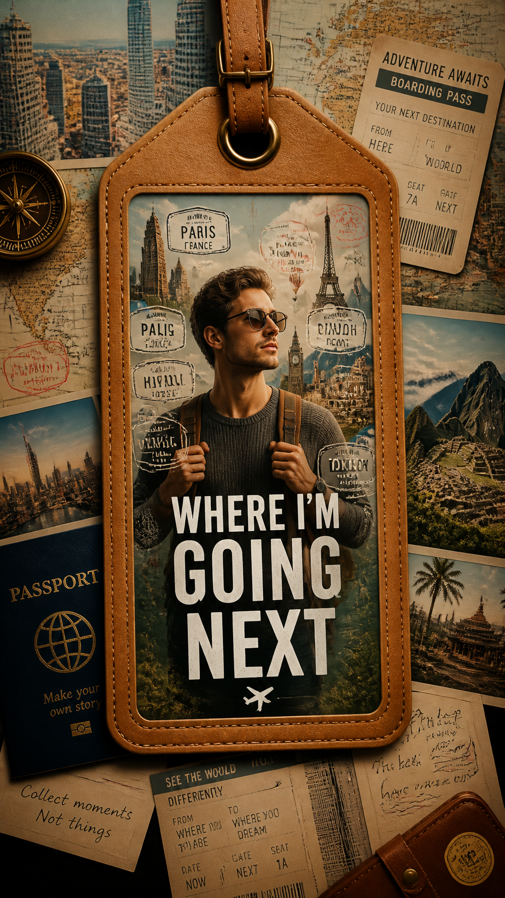 A premium 9:16 travel advertising poster.Main Subject: