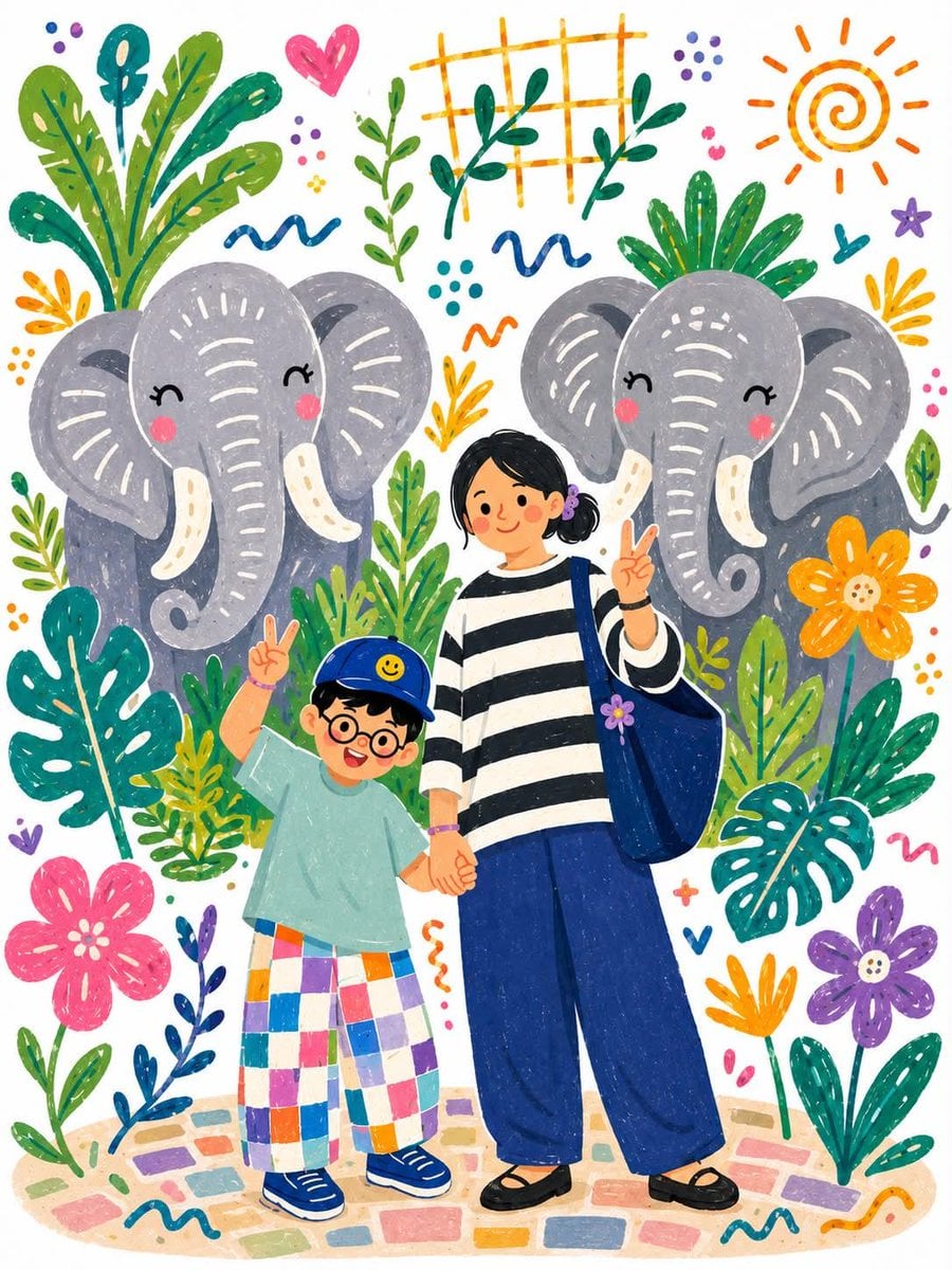 Transform the uploaded photo into a whimsical children's storybook illustration in a cute…