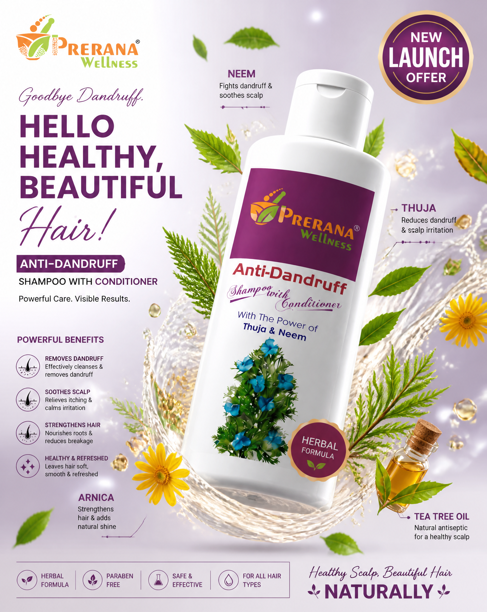 Create a premium commercial advertising poster for [anti dandruff shampoo with conditione…