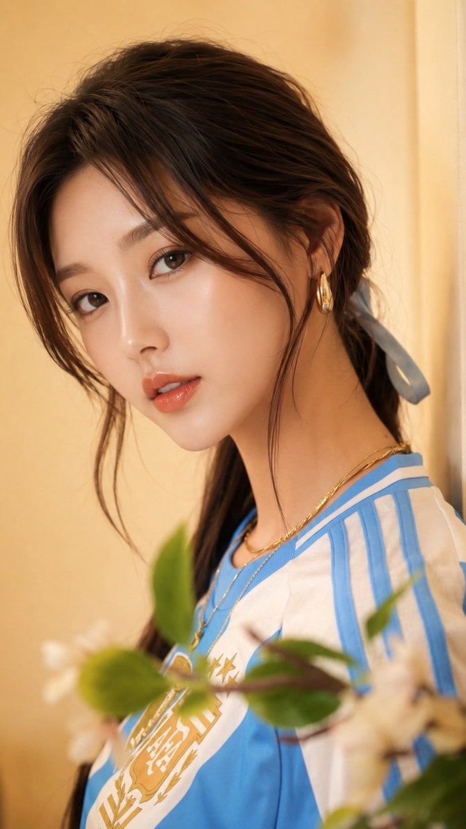 Ultra-realistic close-up portrait of a beautiful young East Asian woman, soft natural mak…