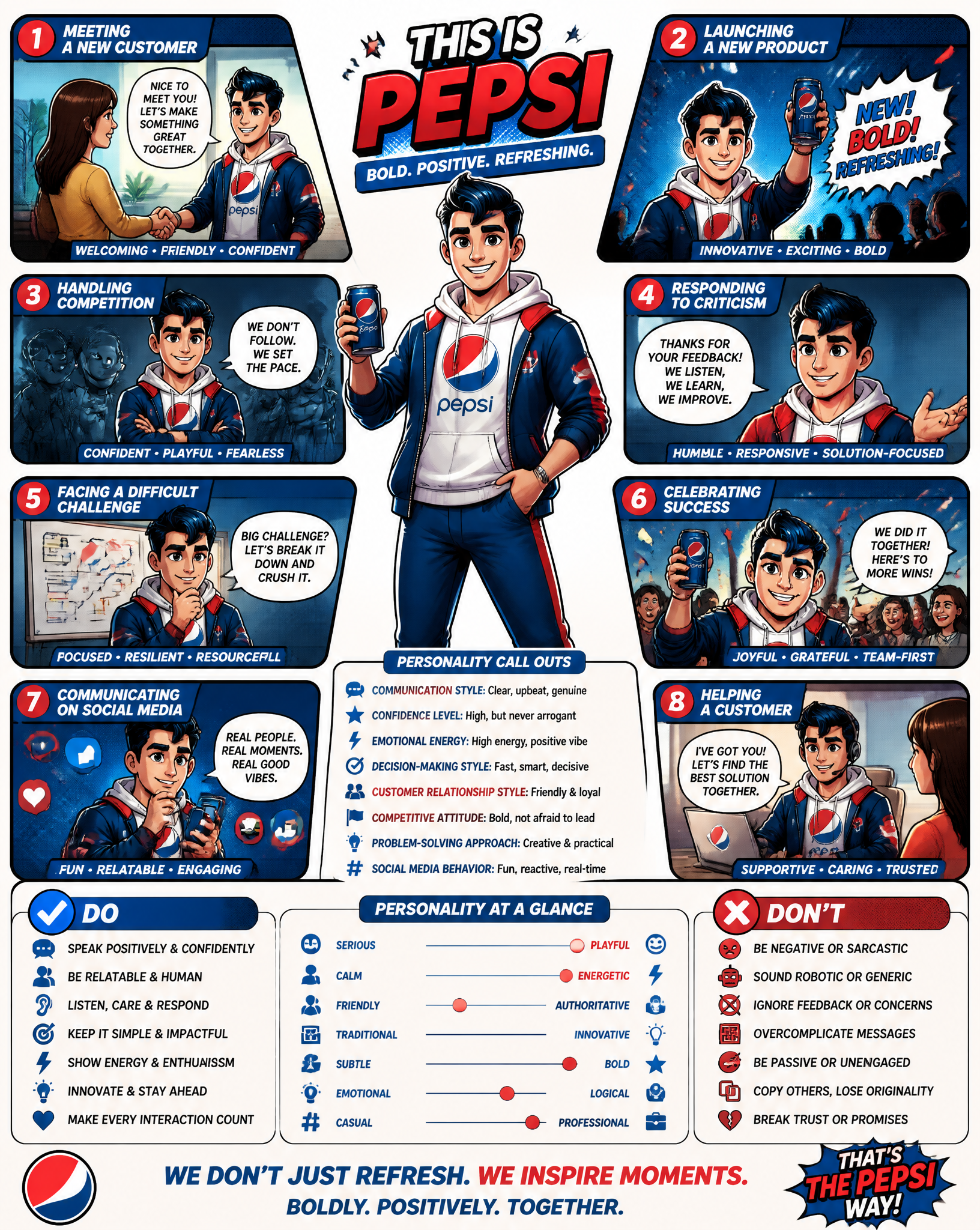 Create one central human or human-like brand character inspired directly by the uploaded …