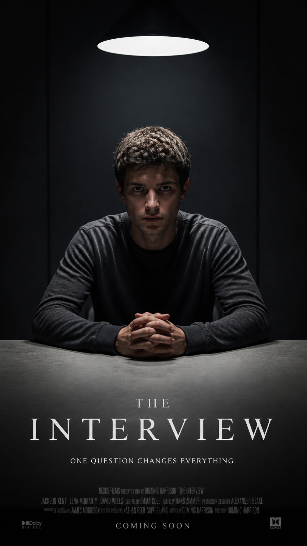 A premium 9:16 psychological drama movie poster.Main Subject:A young male sitting alone a…