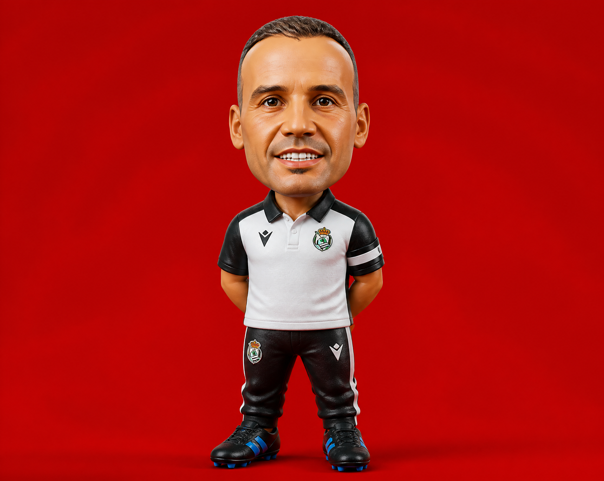 3D rendered caricature figurine of sergio francisco  chibi style with stylized oversized …