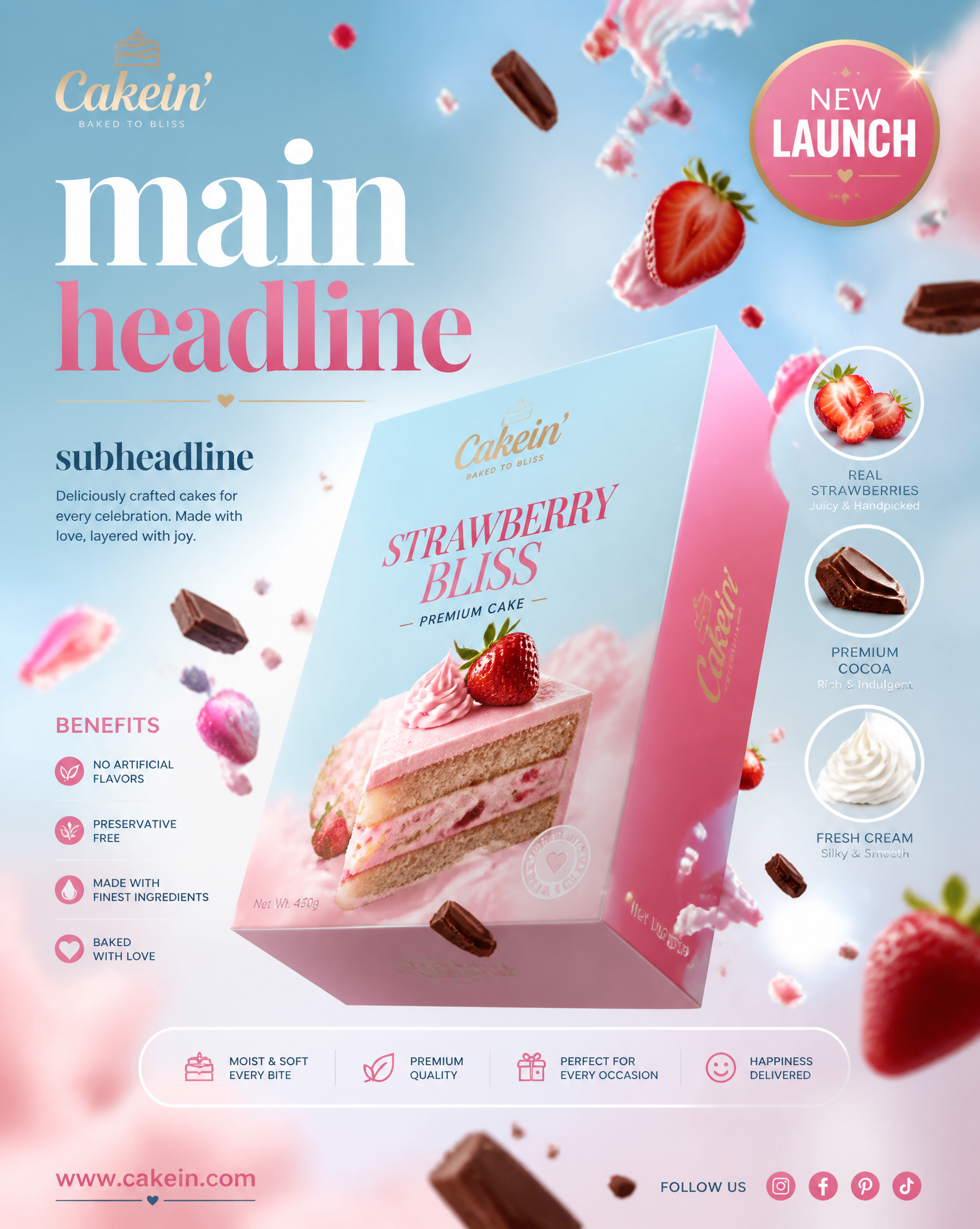 Create a premium commercial advertising poster for Cake.