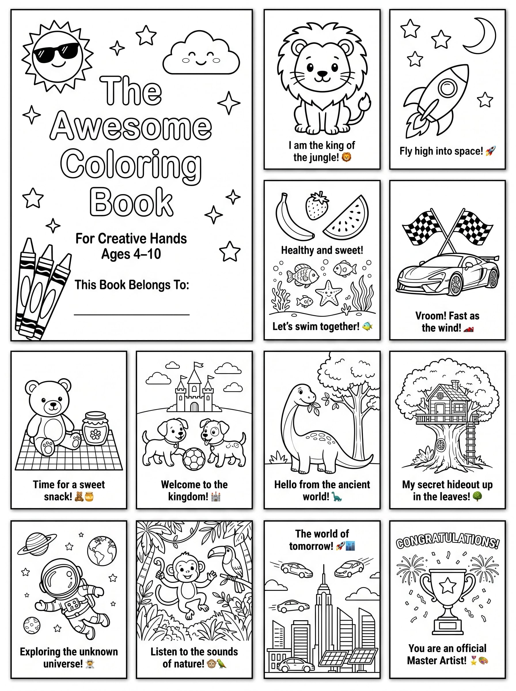 The Awesome Coloring BookFor Creative Hands Ages 4–10Page 1 — CoverThe Awesome Coloring B…