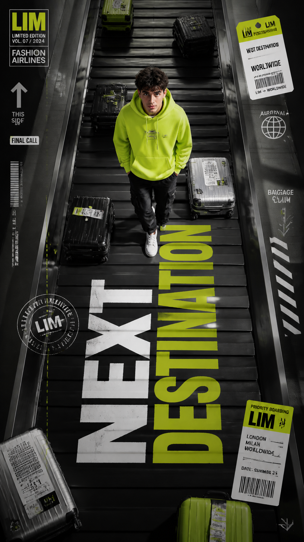 A premium 9:16 streetwear editorial advertising poster.Main Subject: