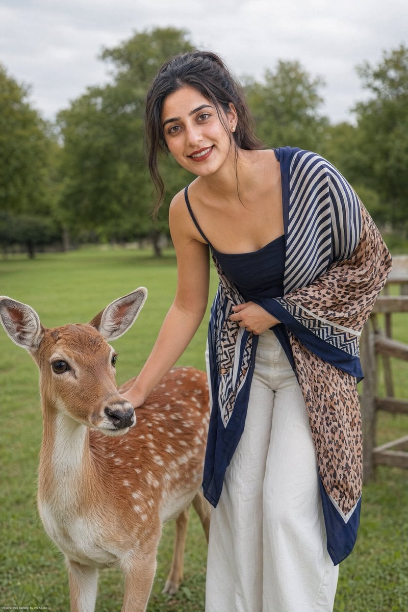 A hyper-realistic, full 4K resolution outdoor portrait photograph of a young woman with l…