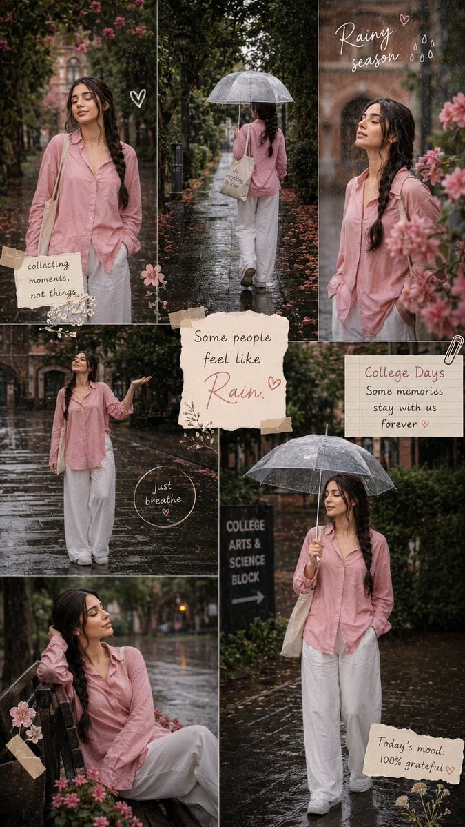 Create an ultra-realistic Pinterest-style rainy season collage in a vertical 9:16 format.…