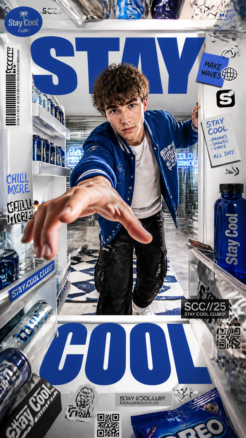 A premium 9:16 streetwear editorial advertising poster.Main Subject: