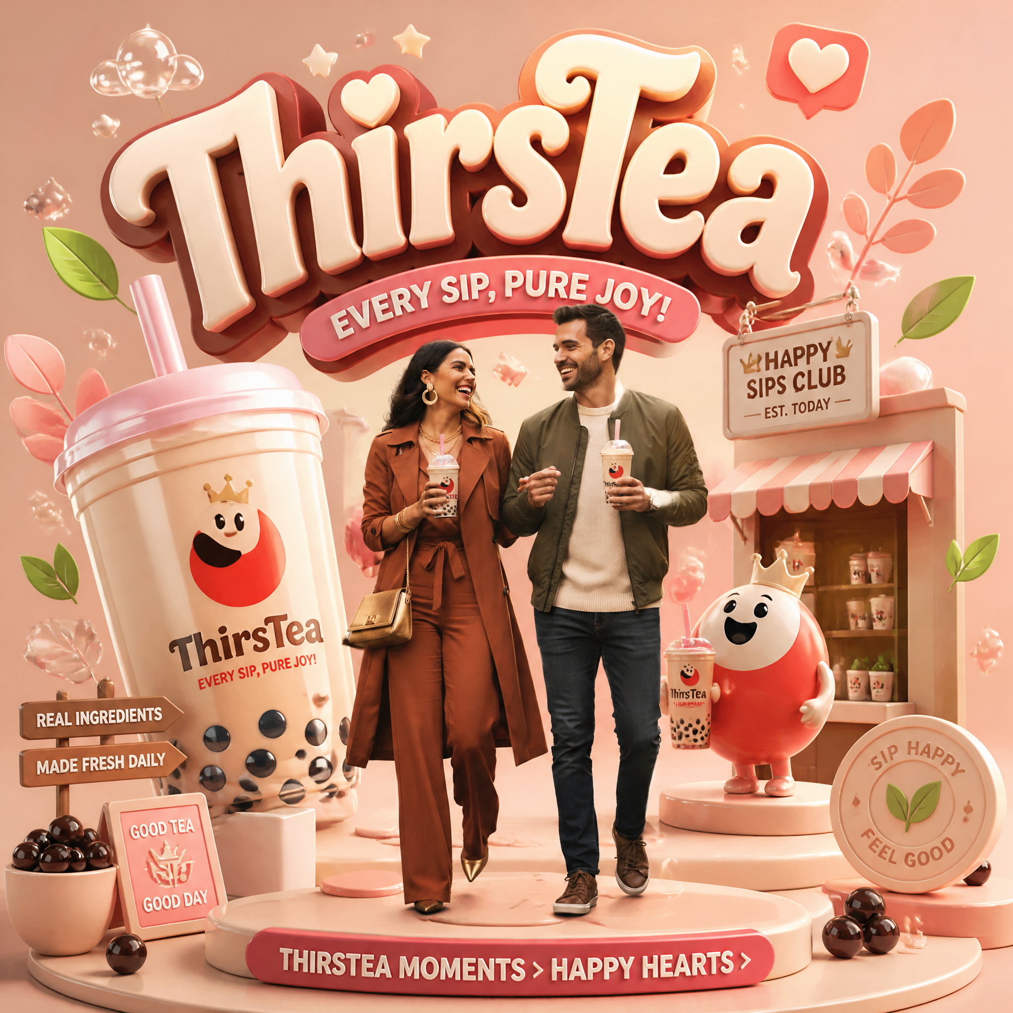 Subject transformed into a miniature brand universe. The product is