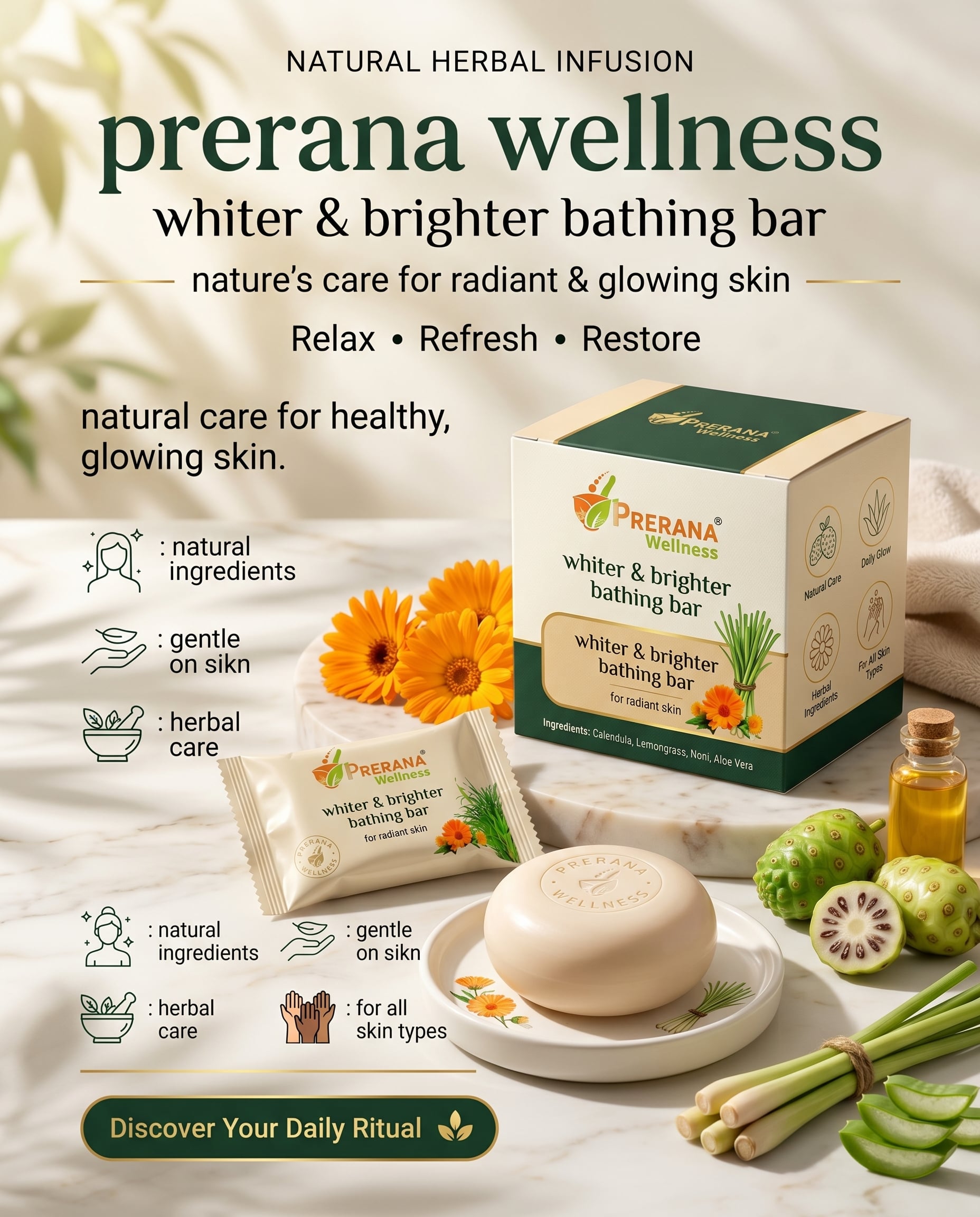 Create a premium wellness advertising poster for a wellness brand. Design it as a polishe…