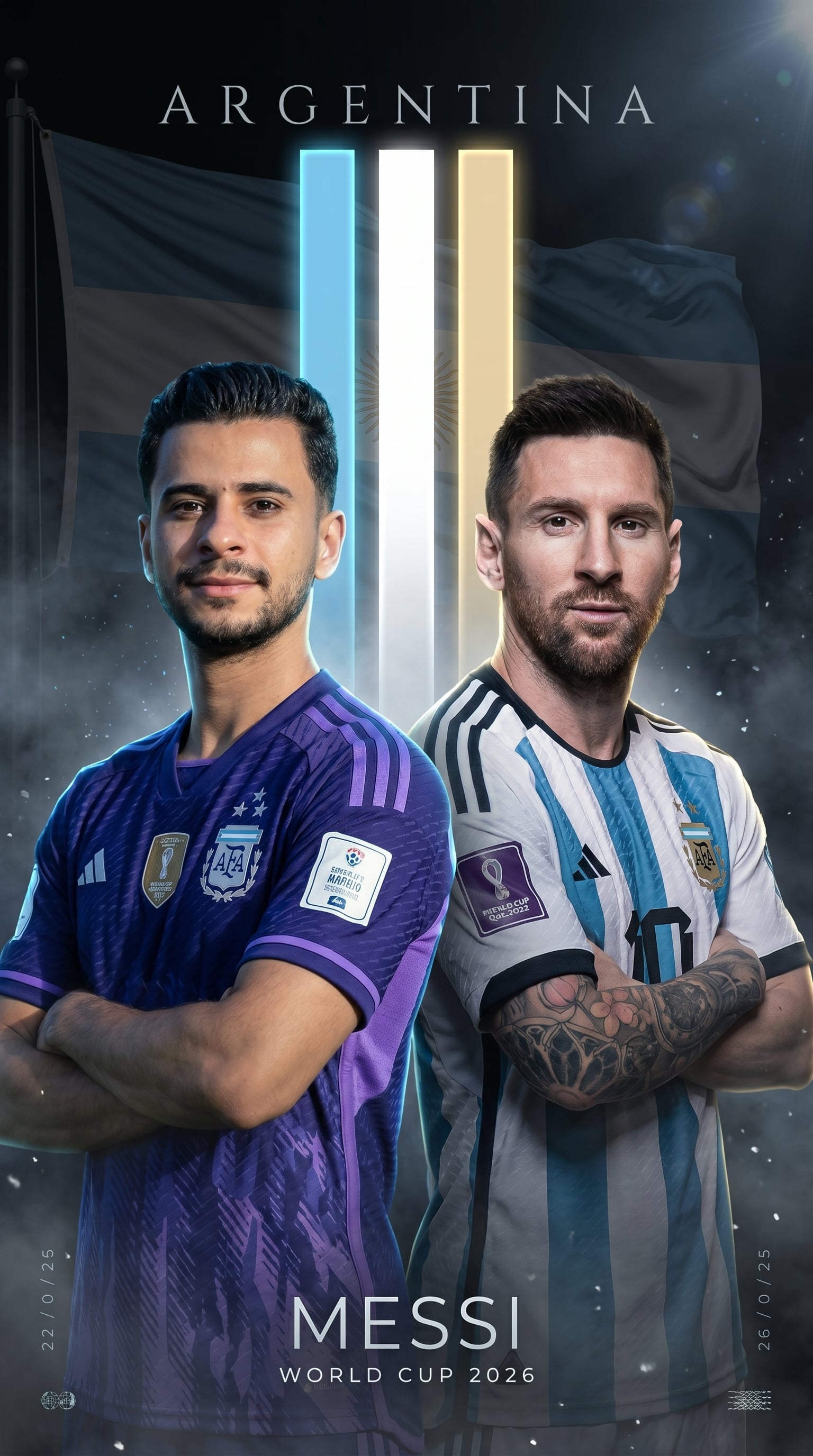 Create a super cinematic hyper-realistic football poster In 4K Ultra HD vertical 9:16 asp…