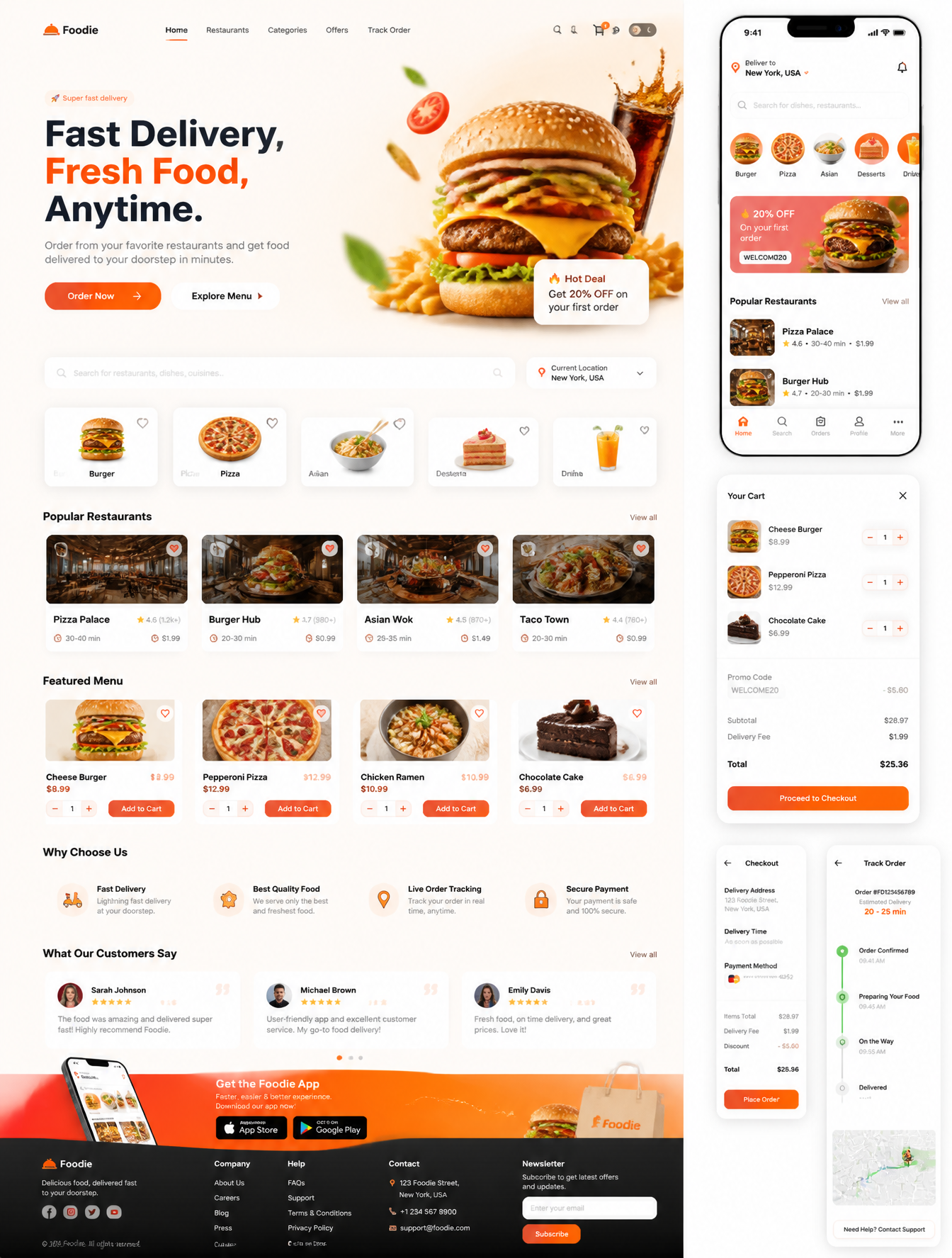 Design a modern, premium, and user-friendly Food Delivery Website with a clean and visual…