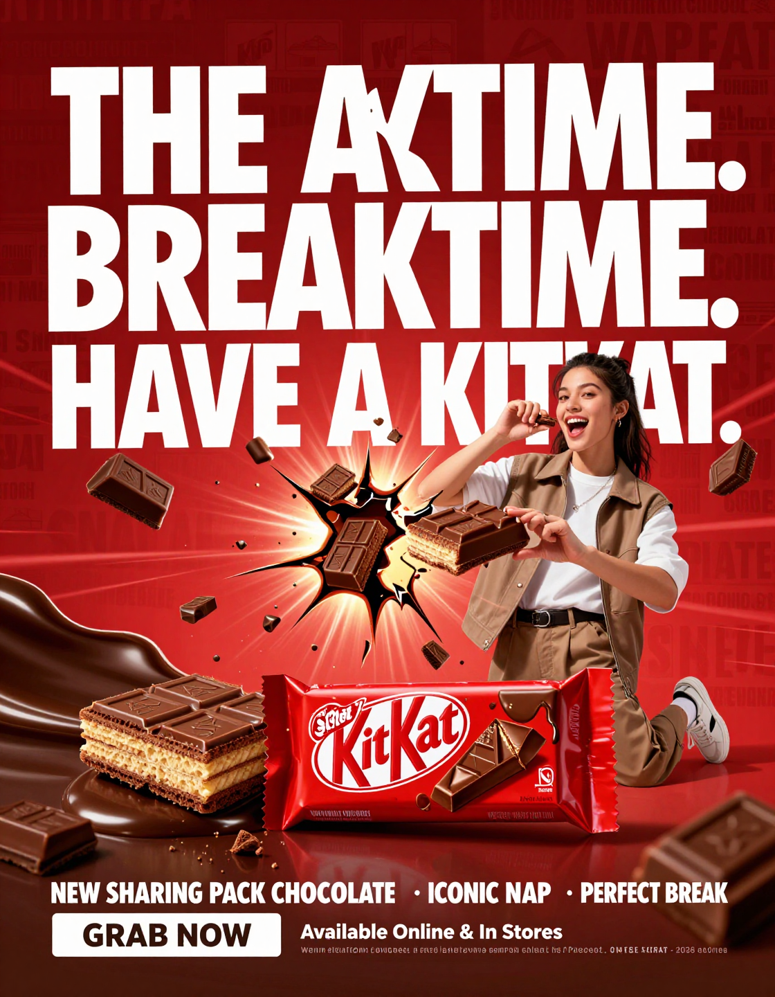 FORMAT:4:5 vertical hyper-commercial chocolate campaign poster, ultra-high resolution (8K…