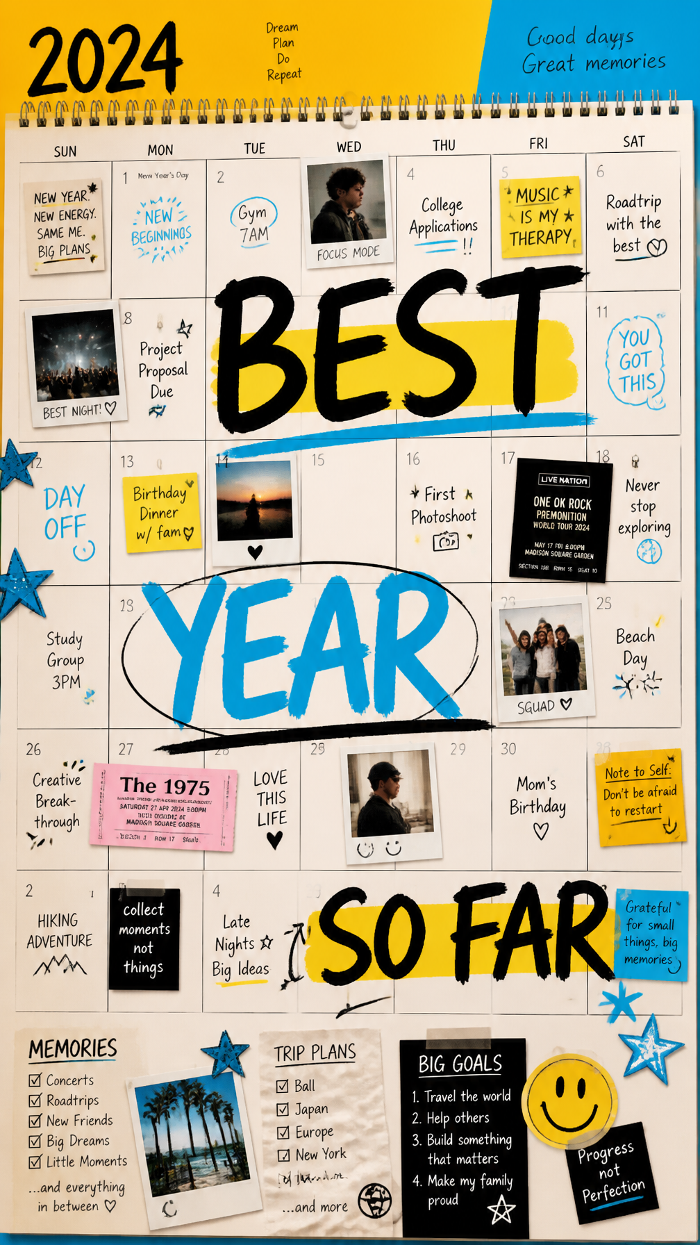 A premium 9:16 youth-culture advertising poster.Main Subject:A giant realistic calendar p…