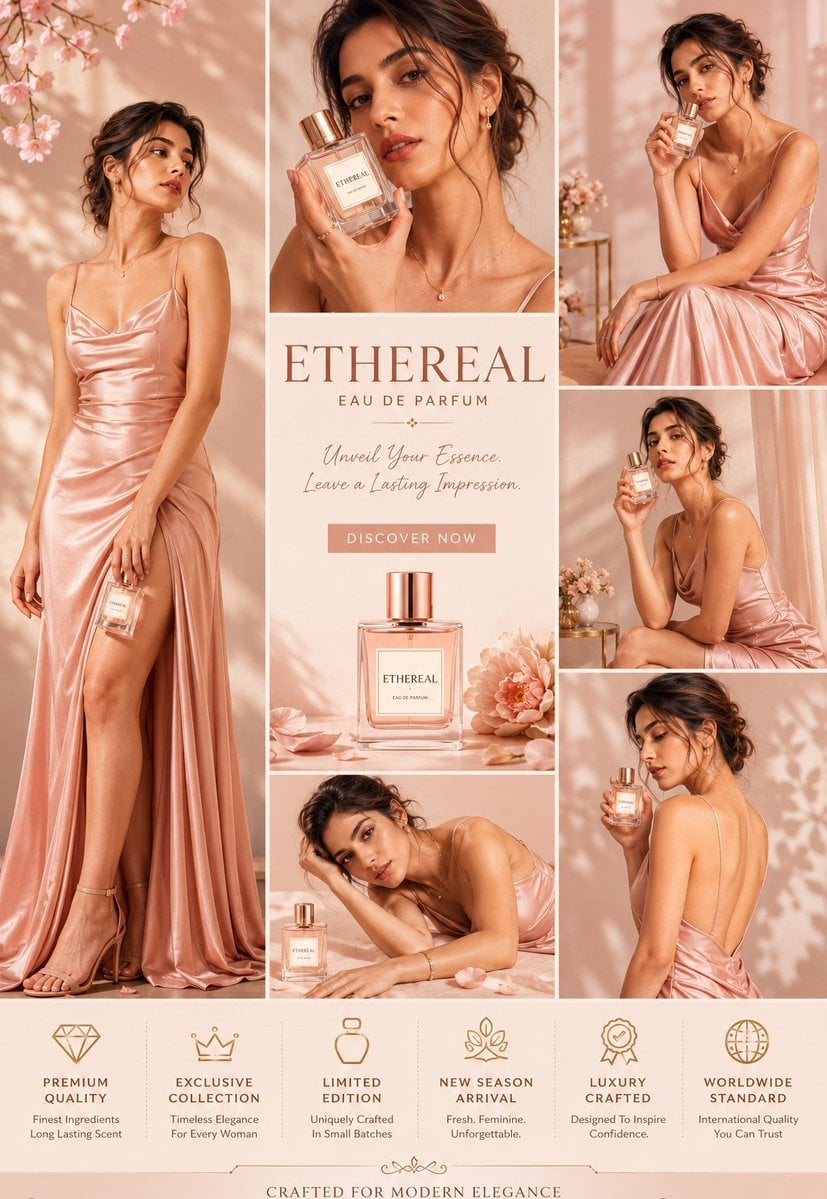 Ultra-premium luxury fashion advertisement collage, 4:5 vertical magazine campaign layout…