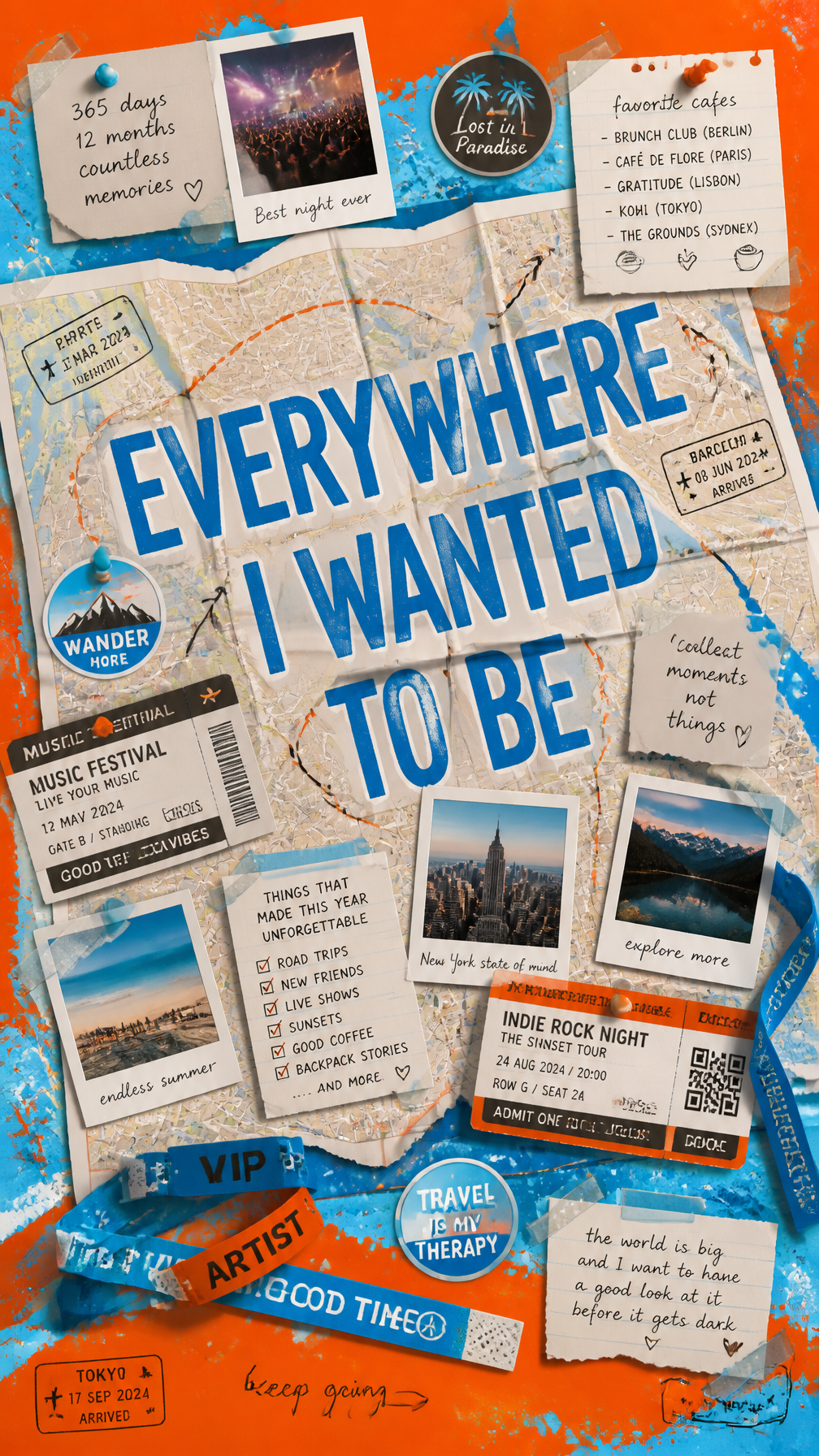 A premium 9:16 travel-youth culture poster.Main Subject:A huge folded city map opened acr…