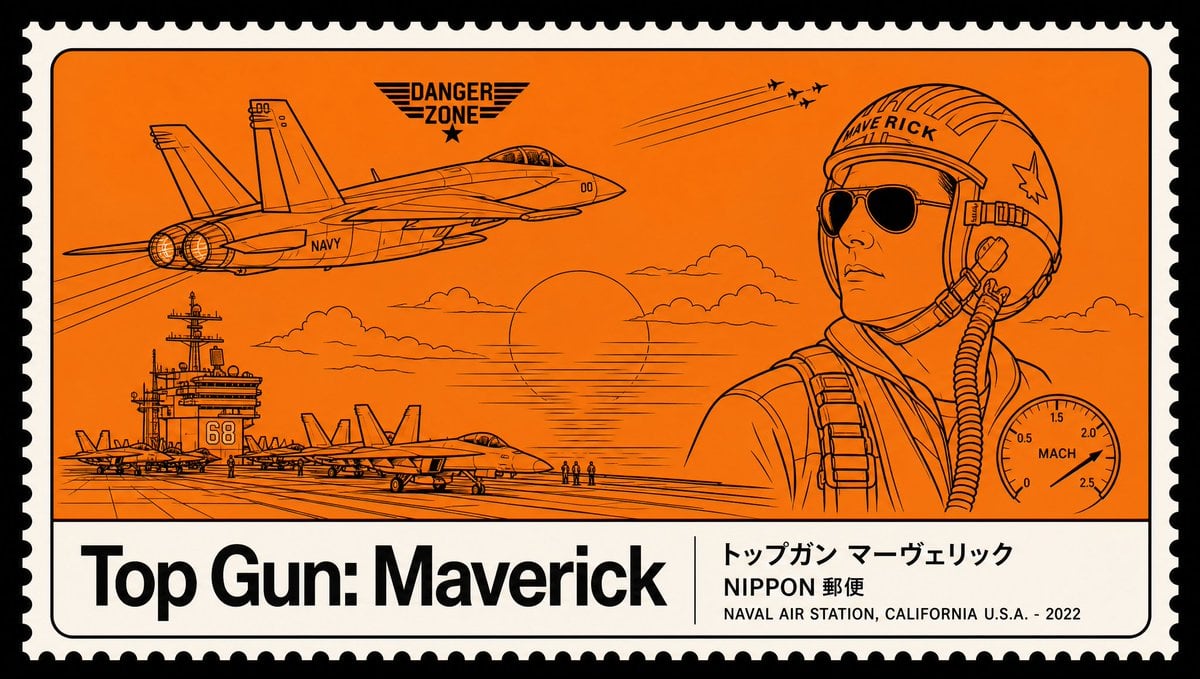 Minimalist Japanese postage stamp movie poster in the "Nano Banana 2" / Nippon Yūbin exhi…