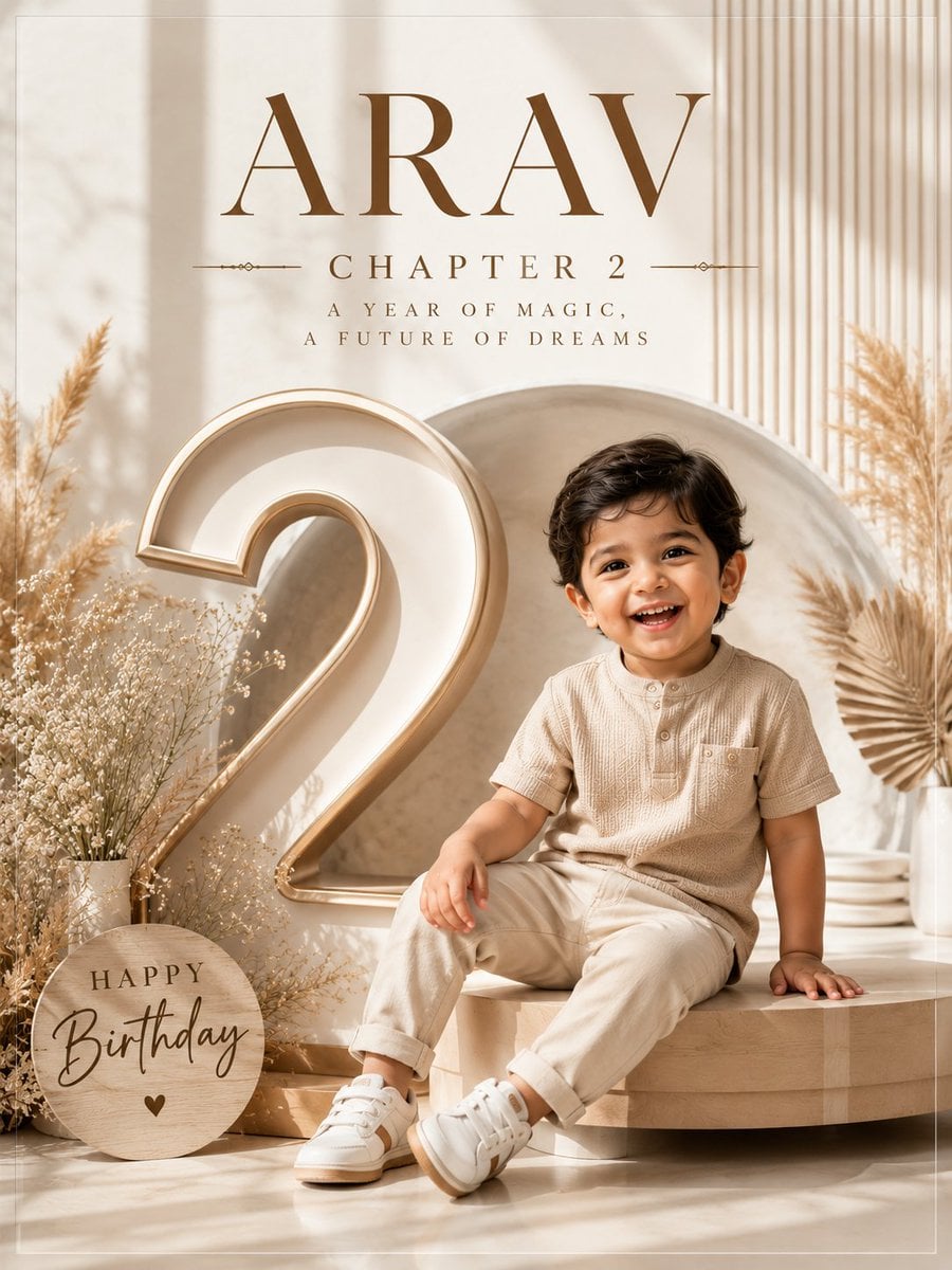 Professional luxury birthday poster, 3:4 portrait composition, ultra-premium editorial ph…