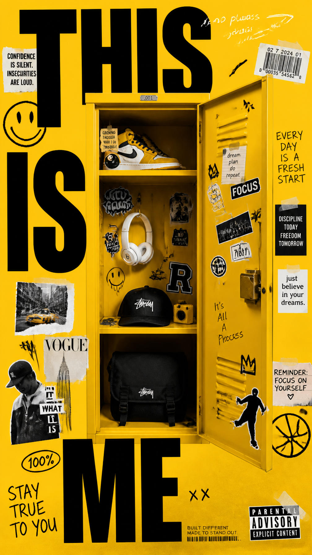 A premium 9:16 youth-culture advertising poster.Main Subject: