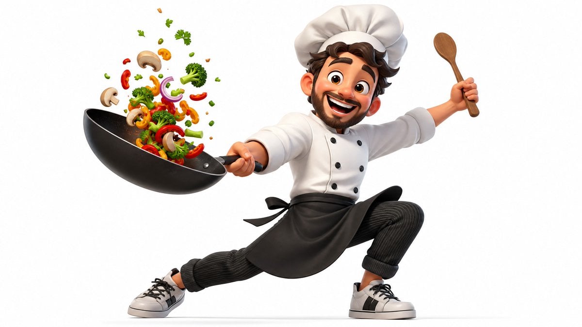 Vibrant 3D cartoon render of [Subject] in a dynamic pose, joyful expression, wearing [Out…