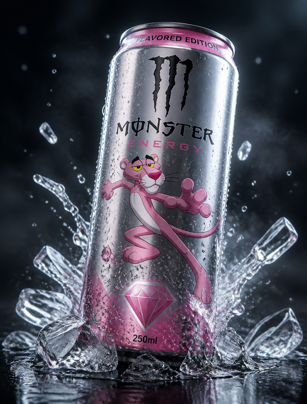 A hyper-realistic 250ml sleek aluminum flavored edition can in high resolution, with a 3D…