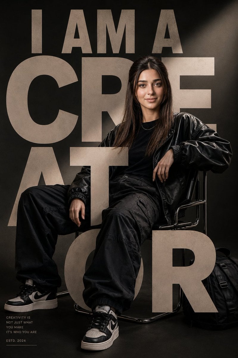 Ultra-premium fashion editorial poster, luxury streetwear aesthetic, 4:5 portrait composi…