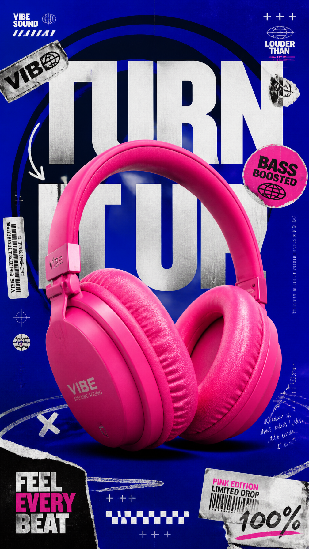 A premium 9:16 streetwear accessories advertising poster.Central Subject: