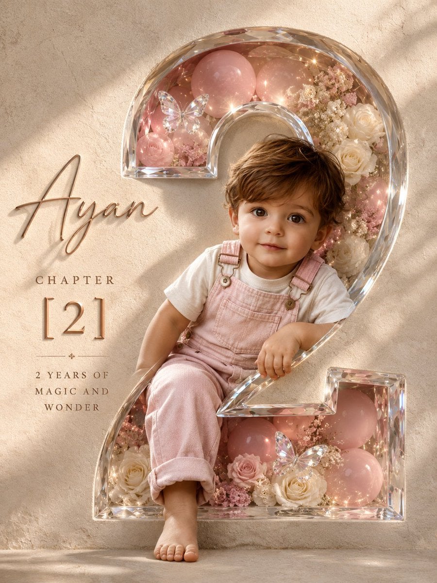 Professional luxury birthday poster, 3:4 portrait composition, ultra high-end studio phot…