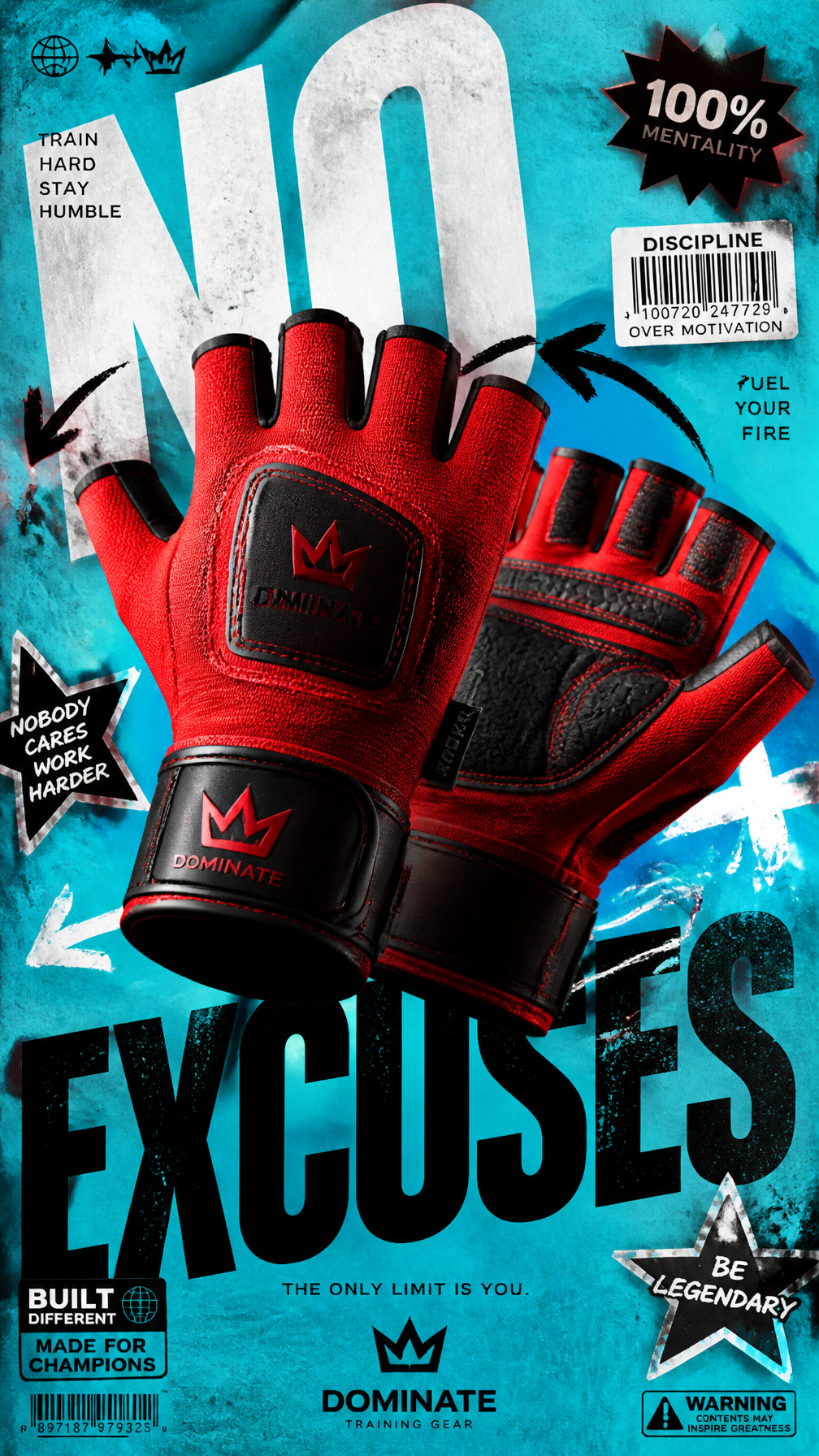 A premium 9:16 fitness accessories advertising poster.Central Subject:A single pair of br…