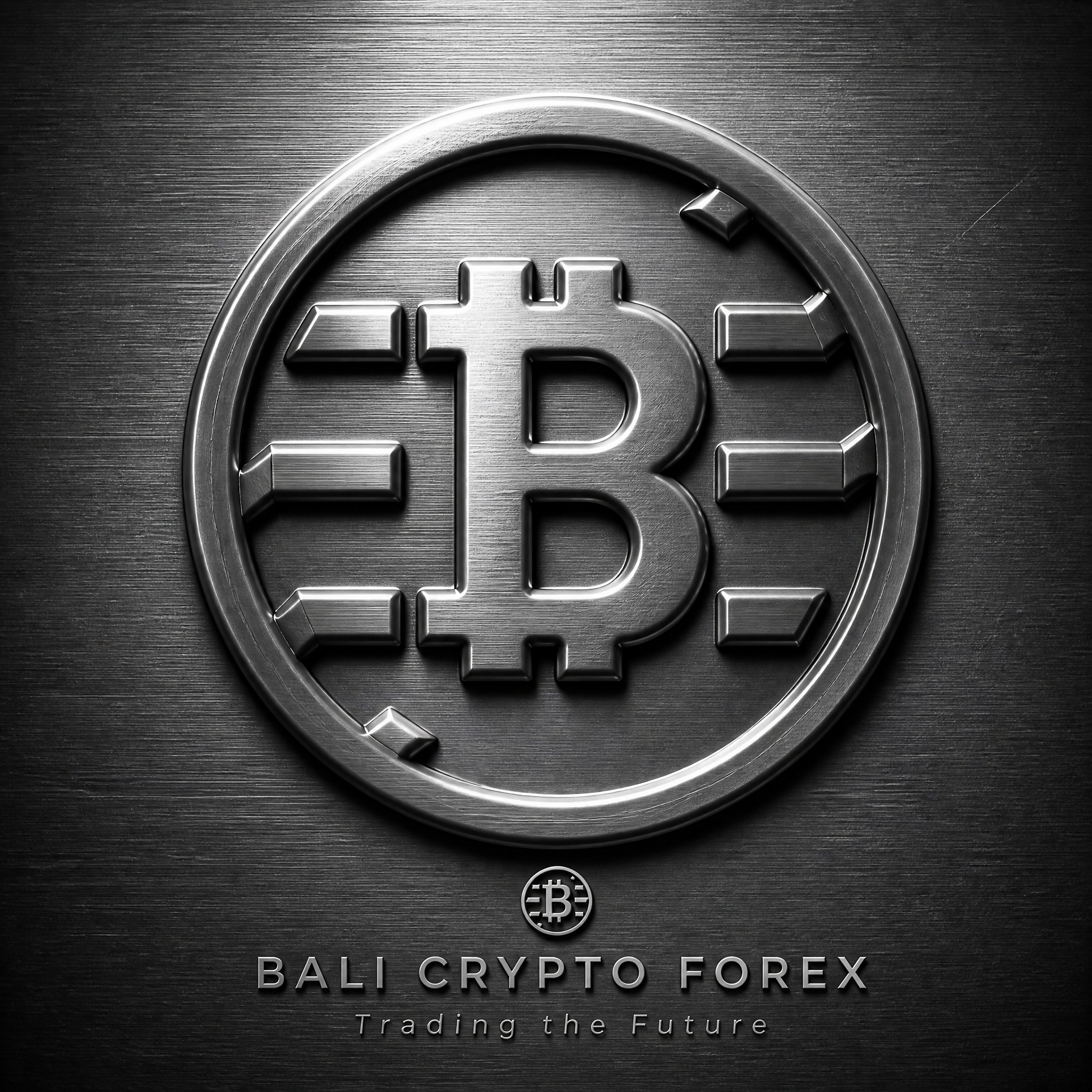 Ultra-detailed 3D metallic logo design, centered composition. A futuristic embossed circu…