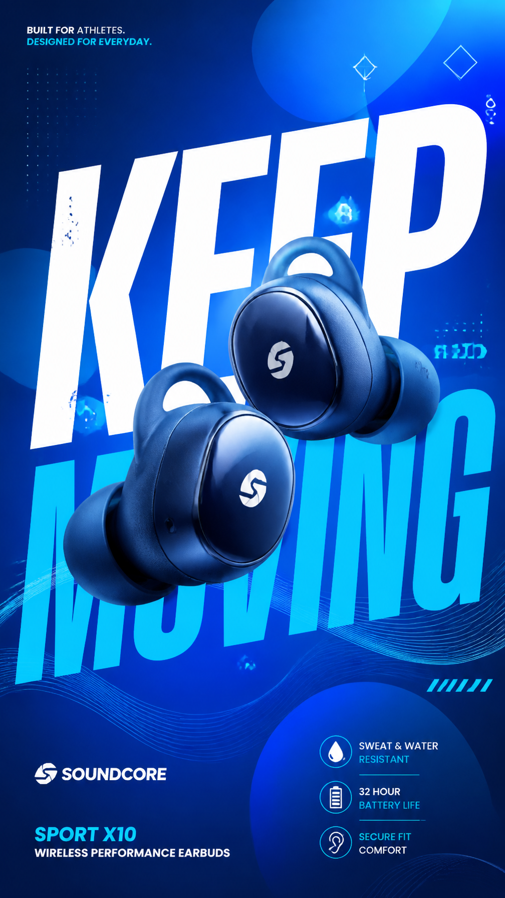 A premium commercial sports-lifestyle advertising poster.Central Subject:
