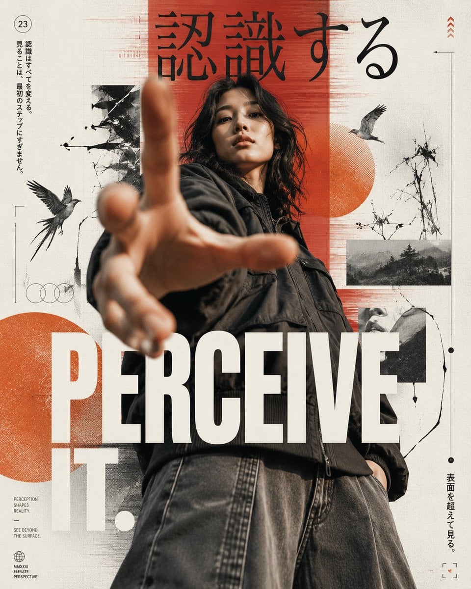 Ultra premium editorial streetwear poster design with a contemporary Japanese graphic des…