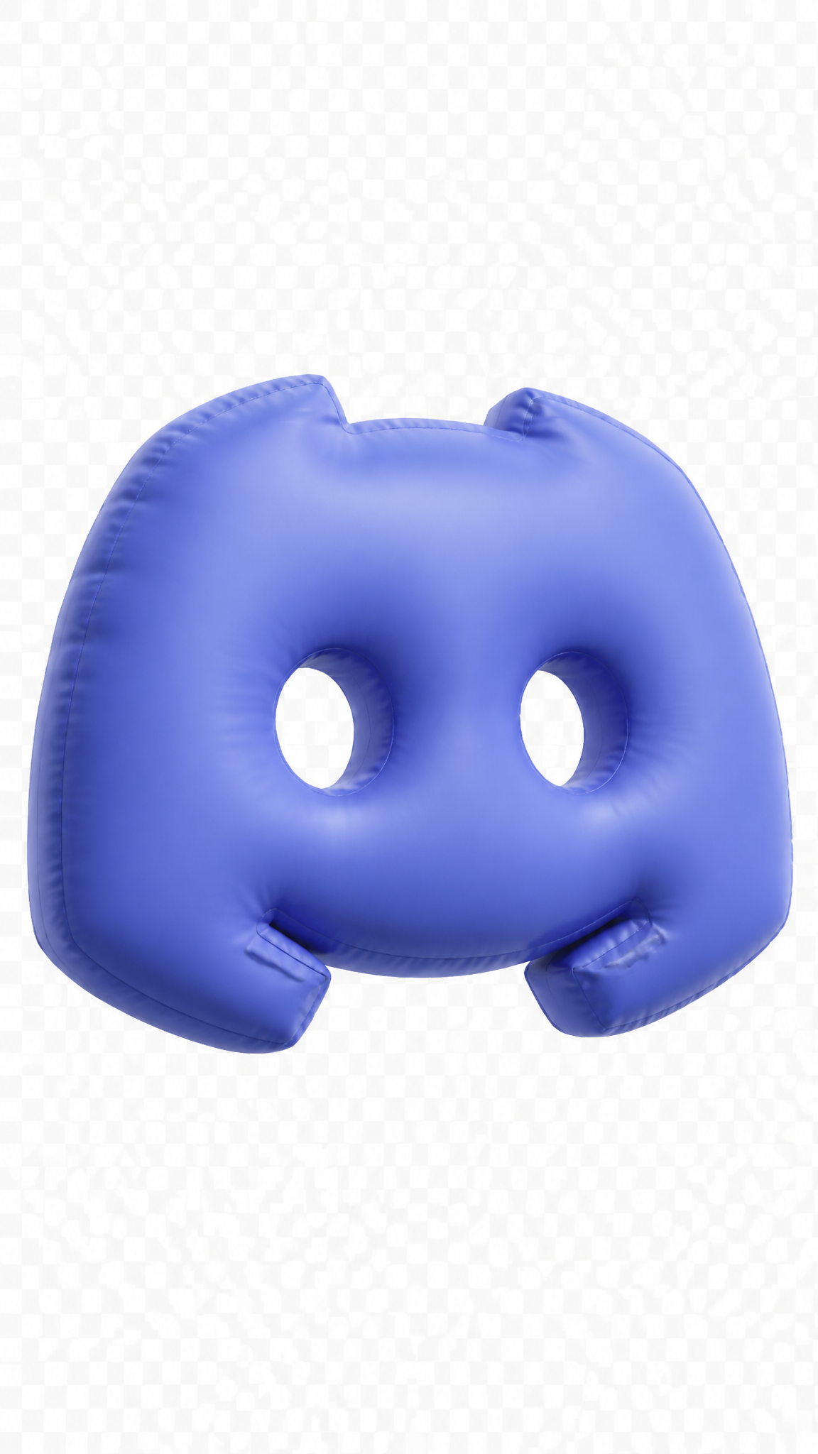 Ultra-realistic 3D inflatable logo of Discord, designed as a soft, air-filled pillow icon…