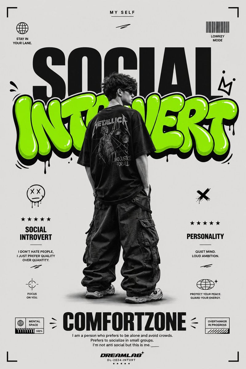 Ultra clean streetwear graphic poster on a minimalist light gray background. Massive bold…