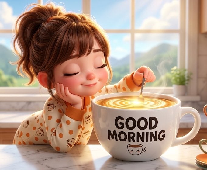 Ultra-detailed cinematic illustration of an adorable young girl with big expressive eyes …
