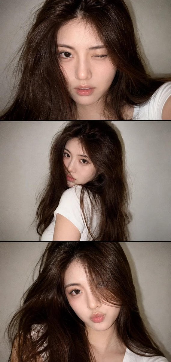 A vertical collage of three YZK photos. Using the uploaded selfie as the ONLY and exclusi…