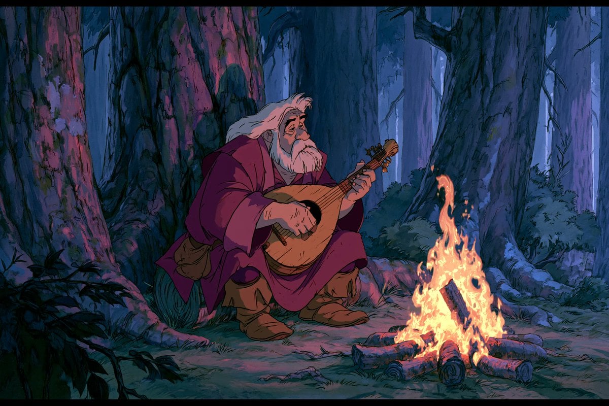 1980s American fantasy animation style, a [subject] holding a [object], in a [environment…