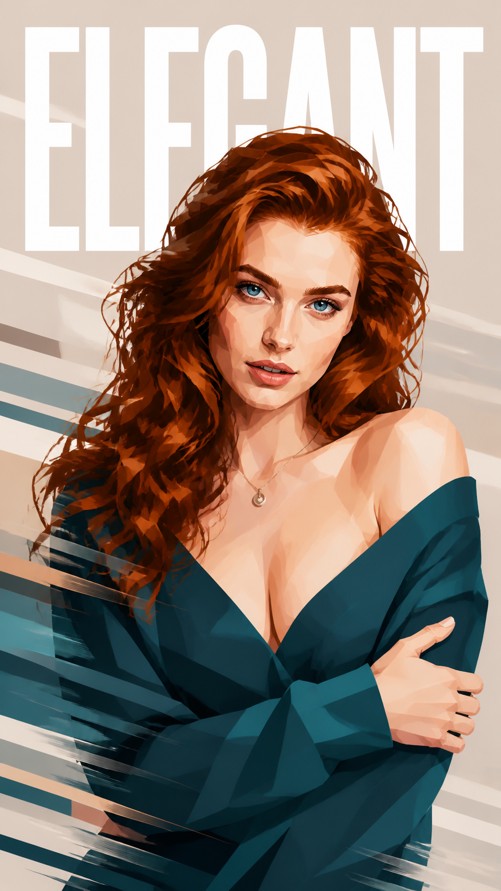 Create a poster image featuring a young adult aged 18–29 with refined youthful contours, …
