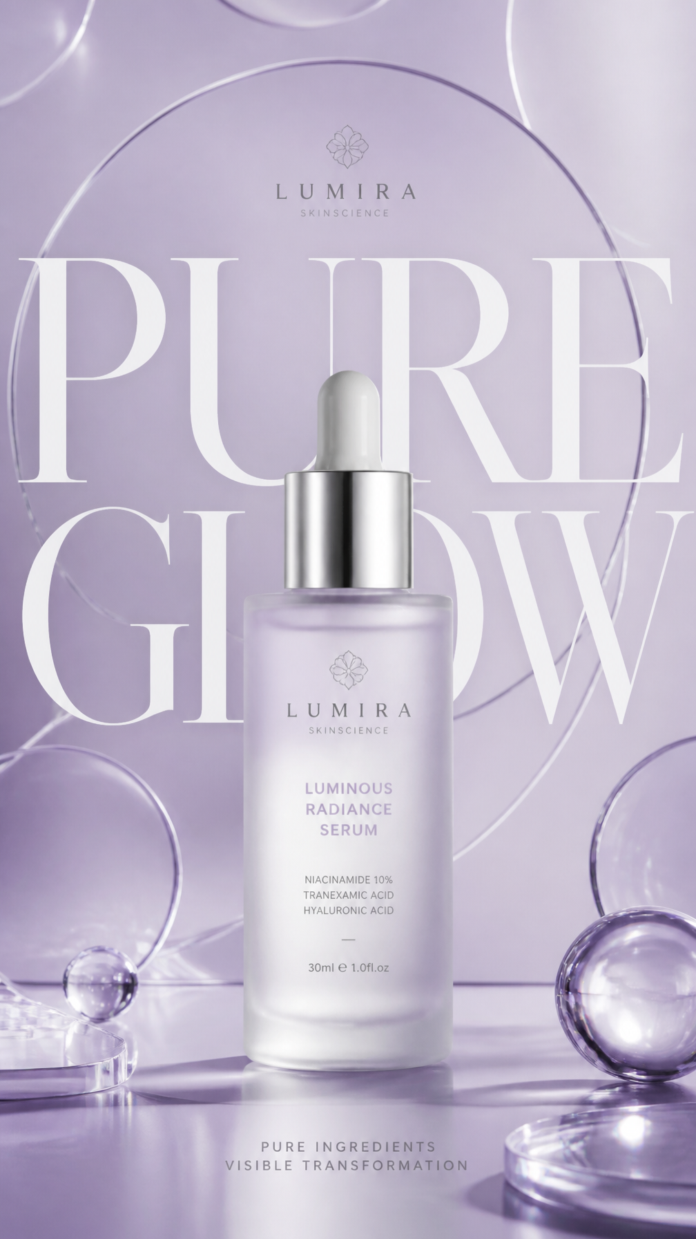 A premium commercial advertising poster for a luxury skincare brand.Central Subject: