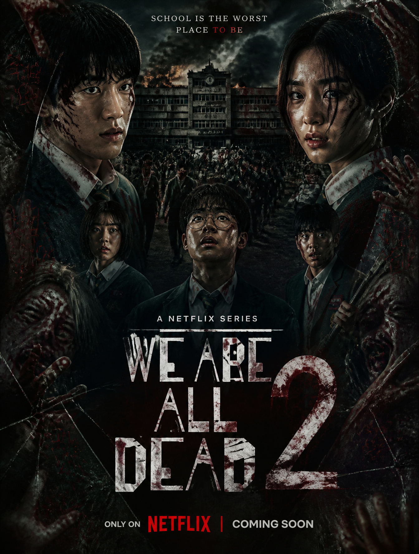 The poster for the series "We Are All Dead 2" features dark colors and intricate details …