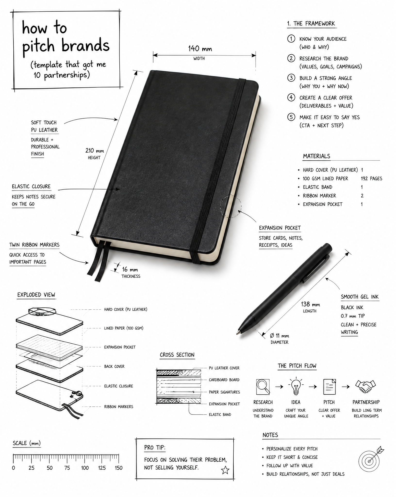 Create an infographic image of [How to pitch brands (template that got me 10 partnerships…