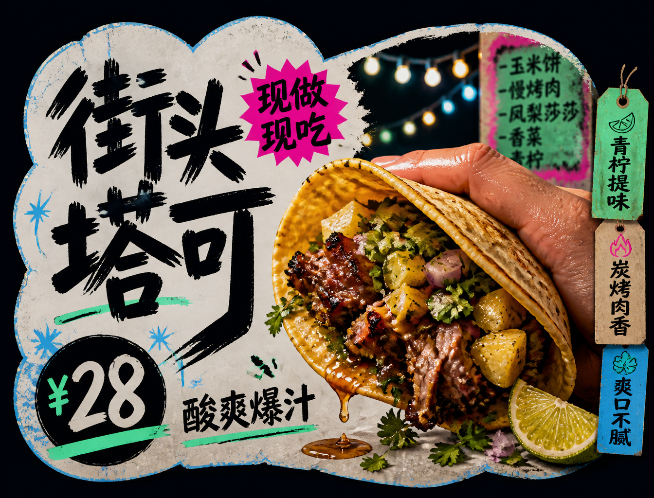 Use the "Black Cutout Food Card Ad" visual style as the locked visual system.Create a 16:…