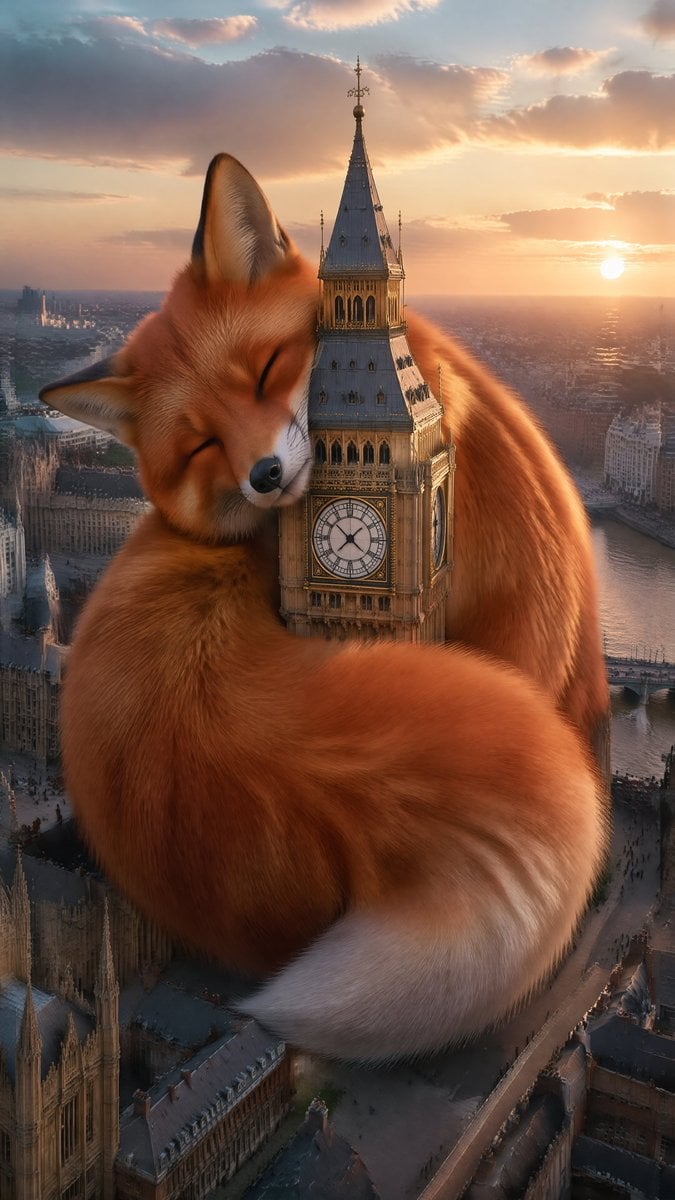 A super enormous [ANIMAL]  curled up adorably on the [PLACE/OBJECT], its tail wrapped aro…