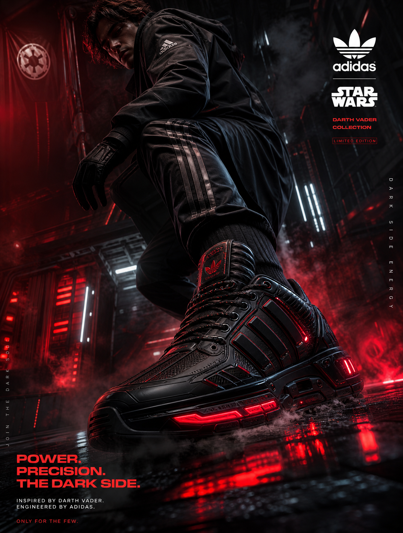 Got it—here’s your tweaked prompt focused on Adidas Darth Vader shoes:Create an ultra-pre…