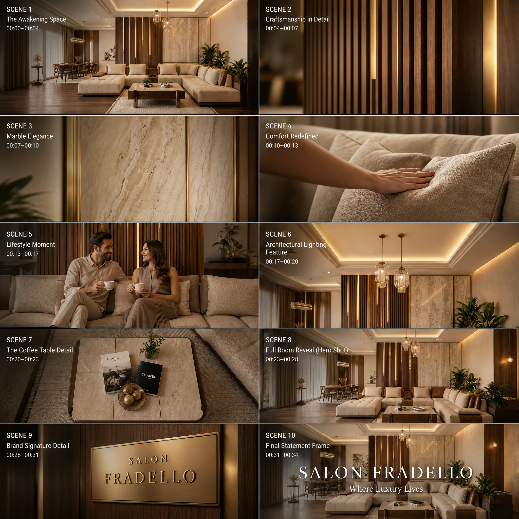Premium Commercial StoryboardSalon Fradello – “Where Luxury Lives”Brand Identity Directio…