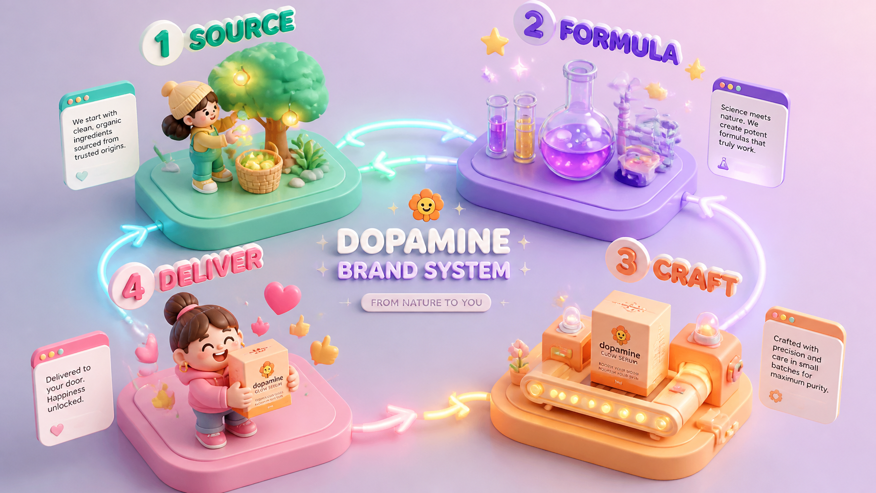 3D ISOMETRIC DOPAMINE WORKFLOW SYSTEM