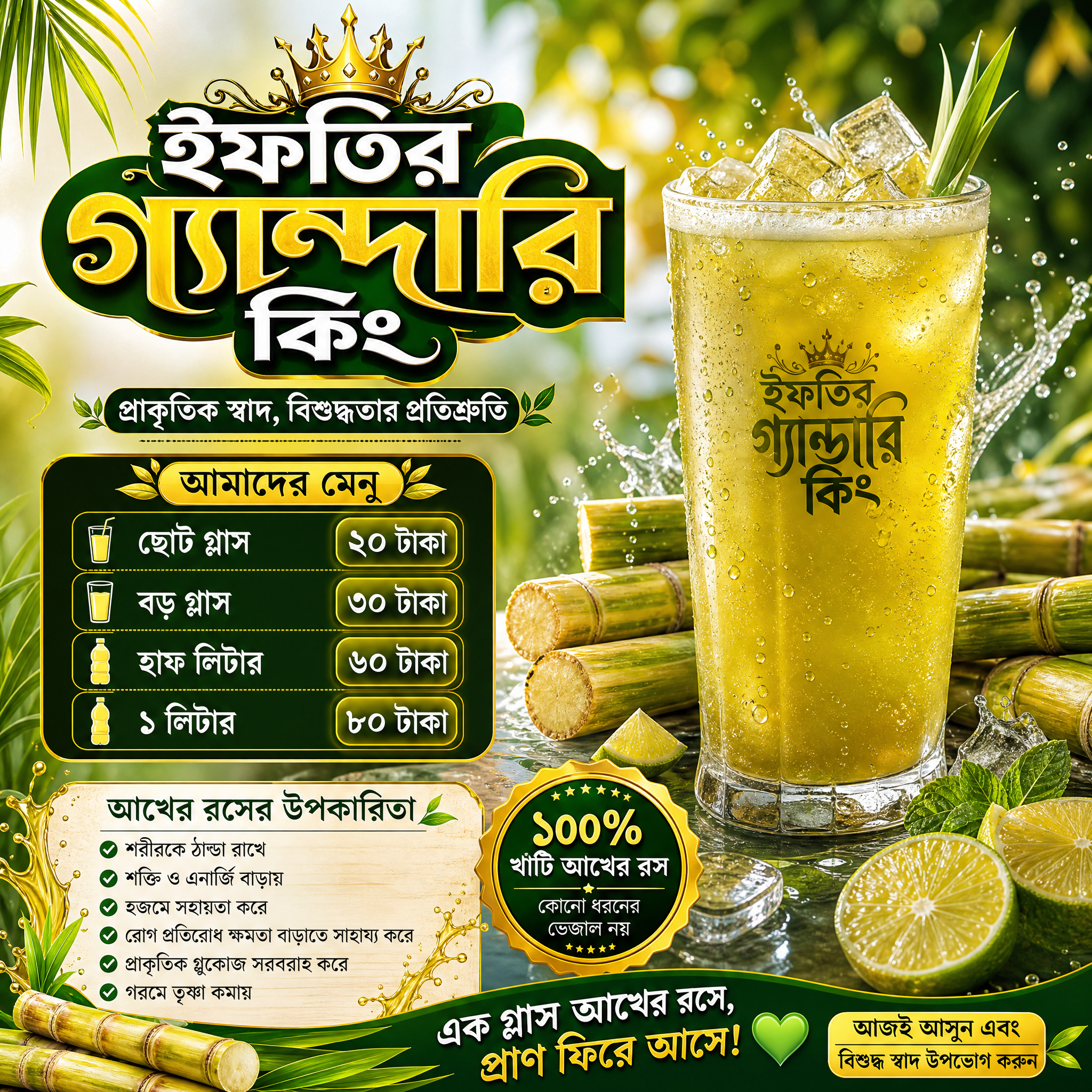 Create an ultra-beautiful, premium quality vertical promotional poster for a Bengali suga…