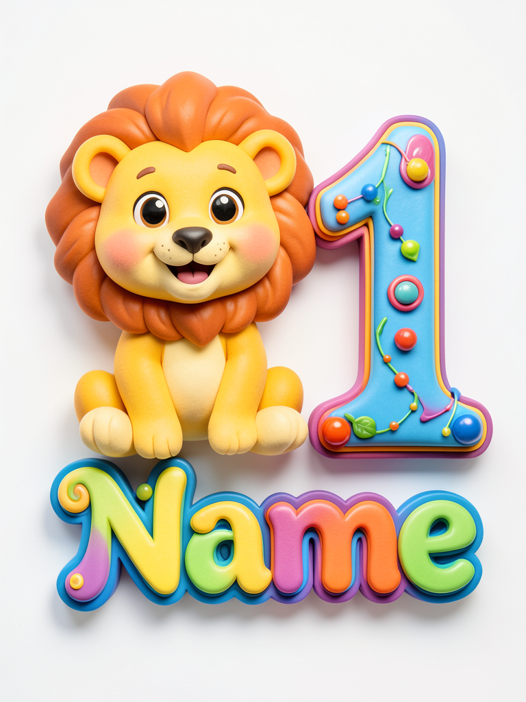 Ultra-high-quality 3D foam party decoration featuring a cute baby"lion" character, design…