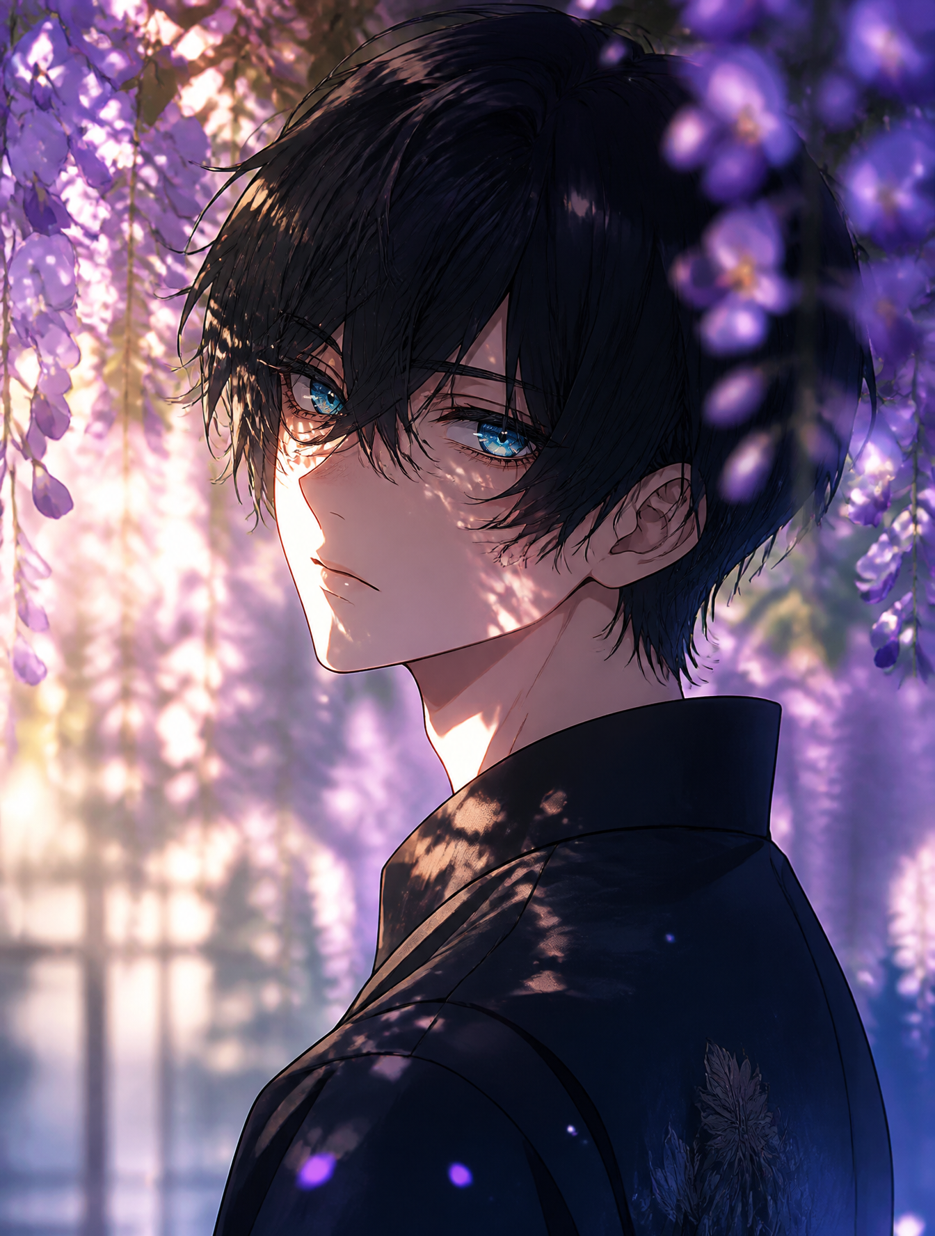 A breathtakingly aesthetic modern anime illustration of Itoshi Rin from Blue Lock standin…
